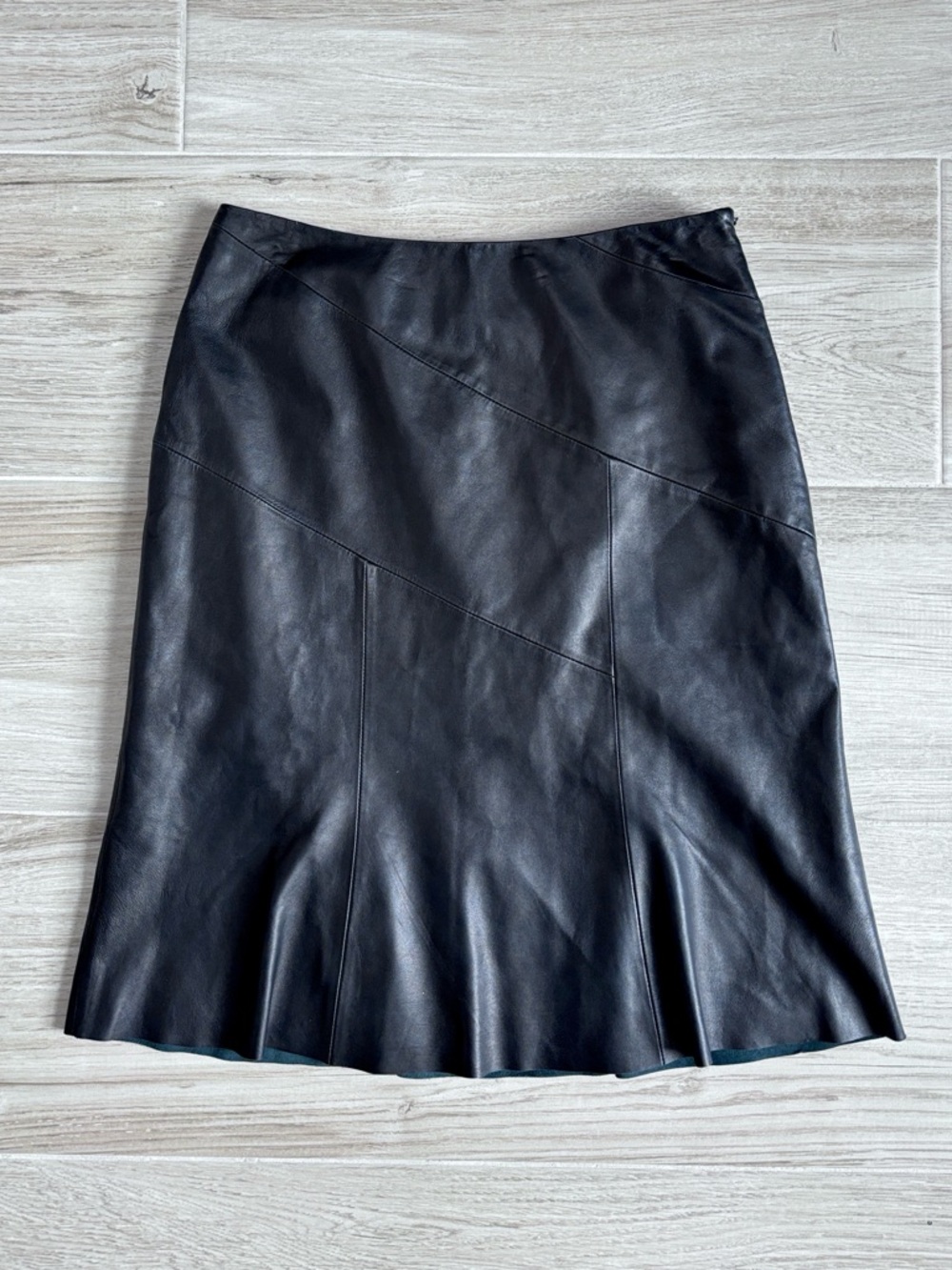 Garfield & Marks Leather Genuine Leather Black Mini Midi Skirt Size 4